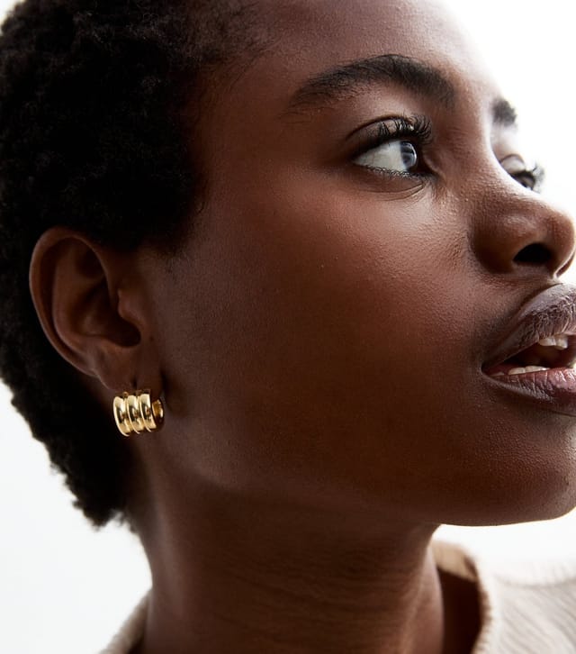 New Look 18ct Gold Plated Mini Triple Tube Earrings New Look - 2