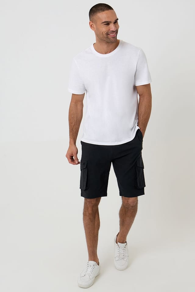 Threadbare Threadbare Men's Elasticated Waist Stretch Cargo Shorts in Black - 3