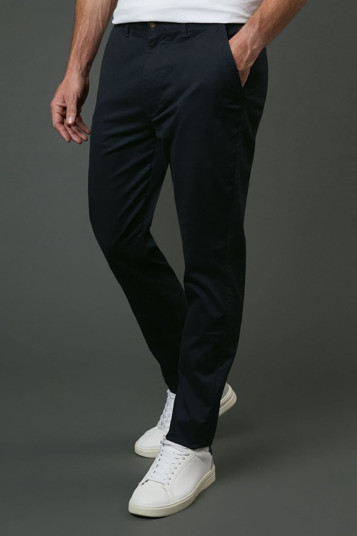 Maine Maine Men's Navy Premium Slim Fit Chino Trousers