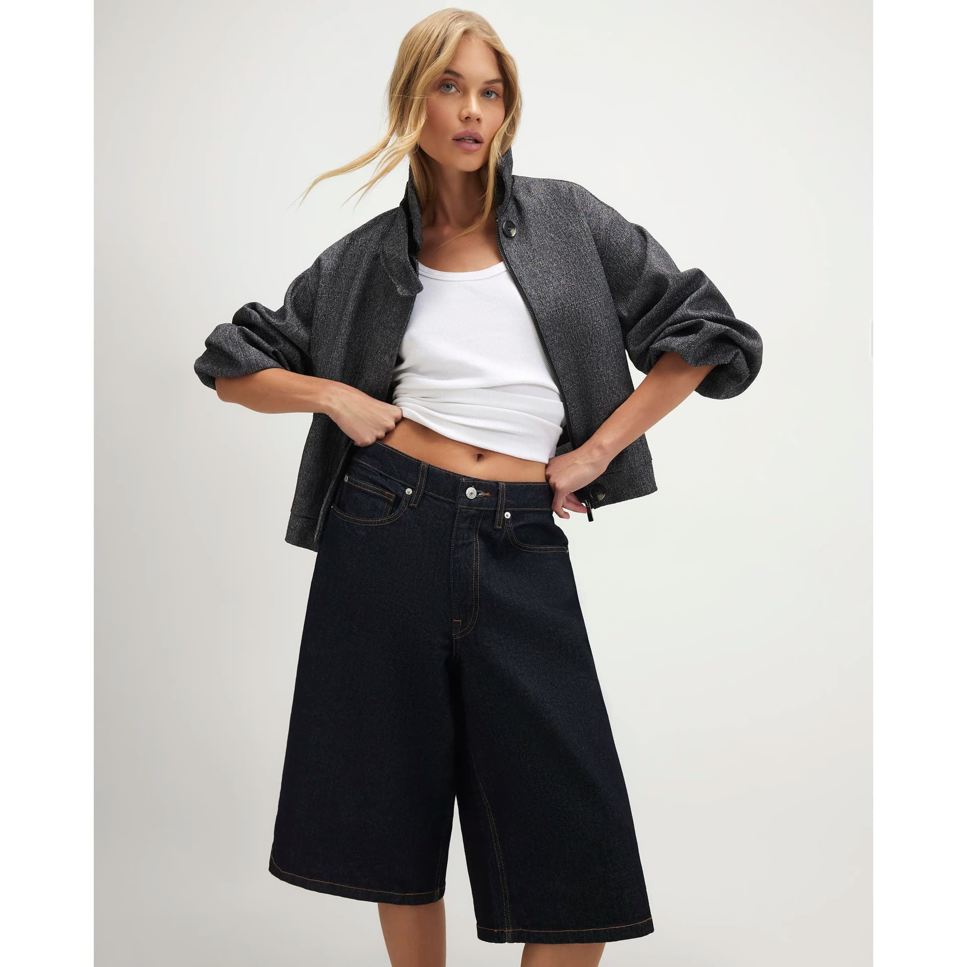 River Island River Island Womens Grey Funnel Neck Bubble Hem Bomber Jacket