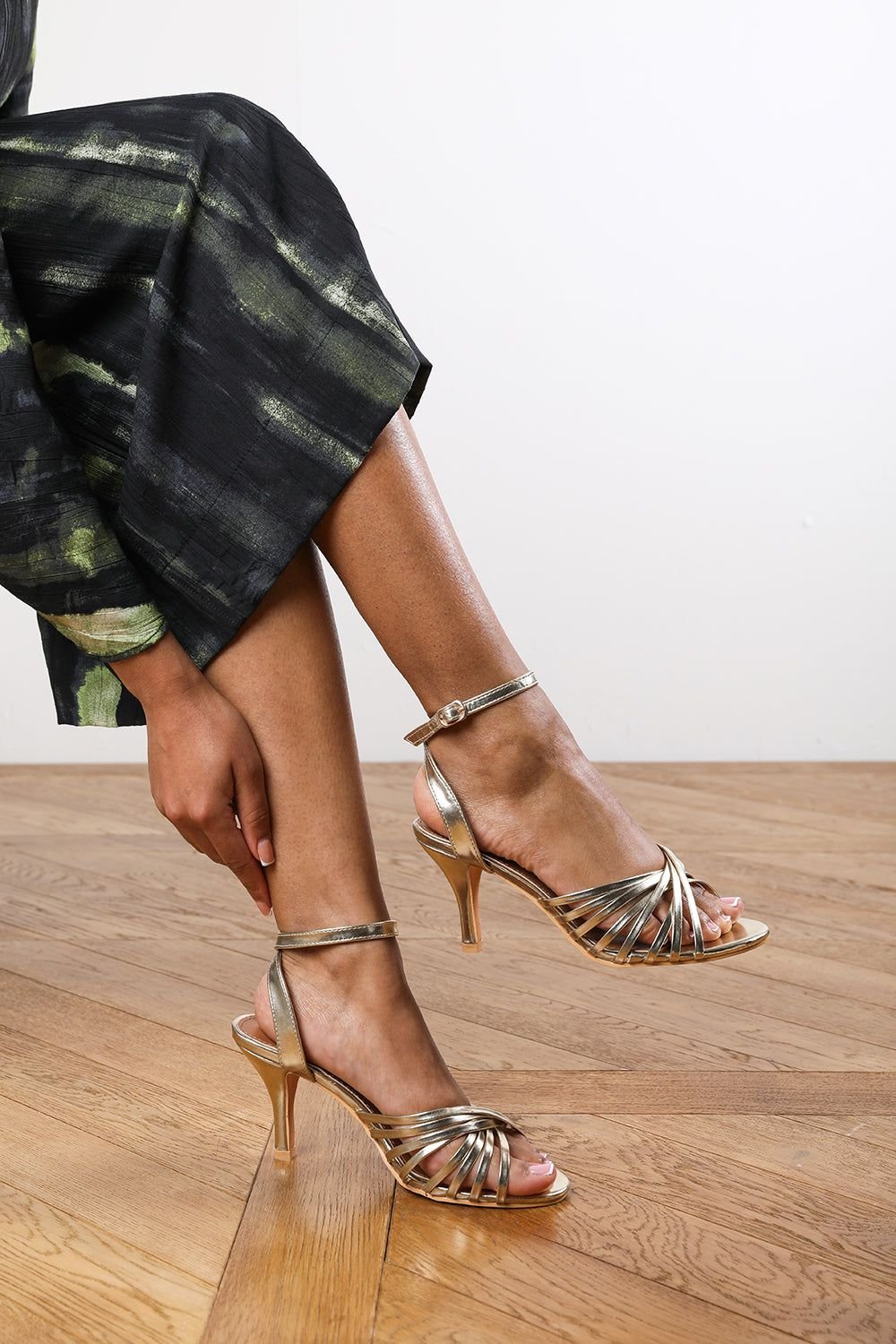 Wheres That From Where's That From Women's 'Vivian' Heeled Sandal With Flared Stiletto in Gold - 2
