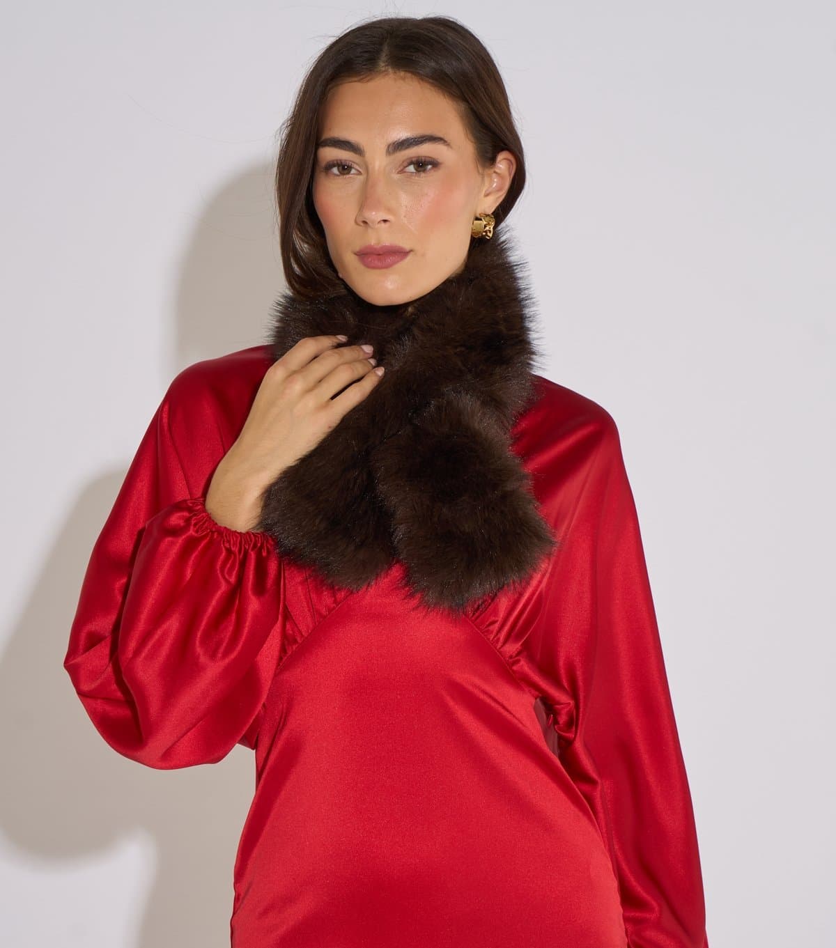 Gini London Dark Brown Two Tone Faux Fur Stole Gini London New Look