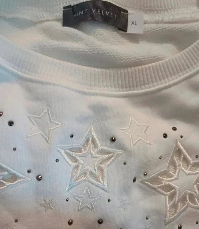 Mint Velvet Mint Velvet Embroidered Star Sweatshirt- size L/16
