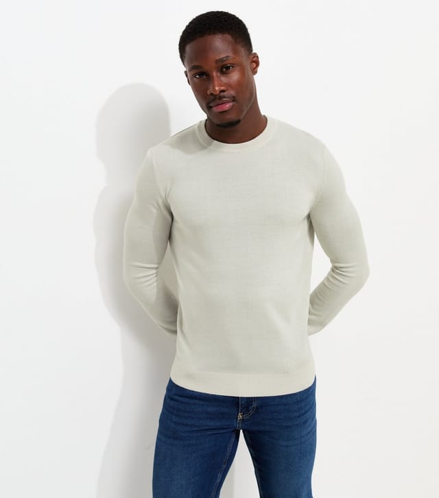 New Look Men's Grey Marl Slim Fit Knitted Crew Neck Jumper New Look - 2