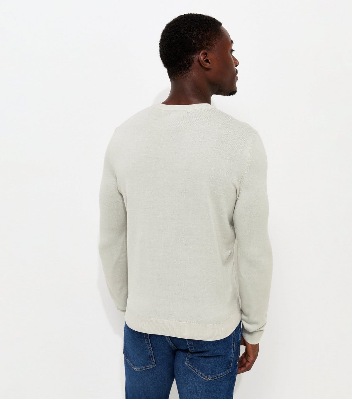 New Look Men's Grey Marl Slim Fit Knitted Crew Neck Jumper New Look - 4