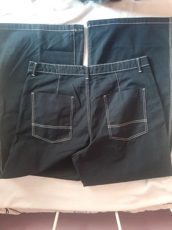 Bershka Black contrast stitch trousers size 16