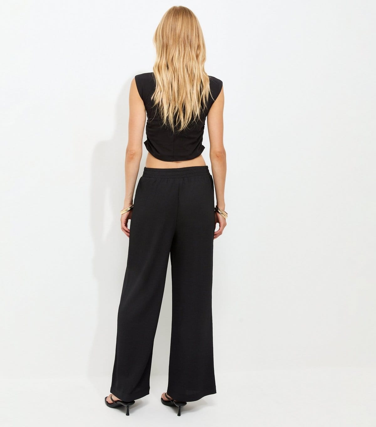 New Look Women's Black Crinkled Jersey Wide Leg Trousers New Look - 4