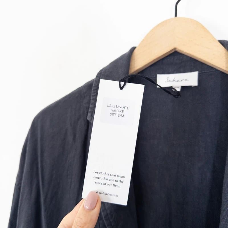 Sahara Sahara Twisted Linen Boxy Jacket Size S/M 10 12 14 NEW Smoke Charcoal RRP £189