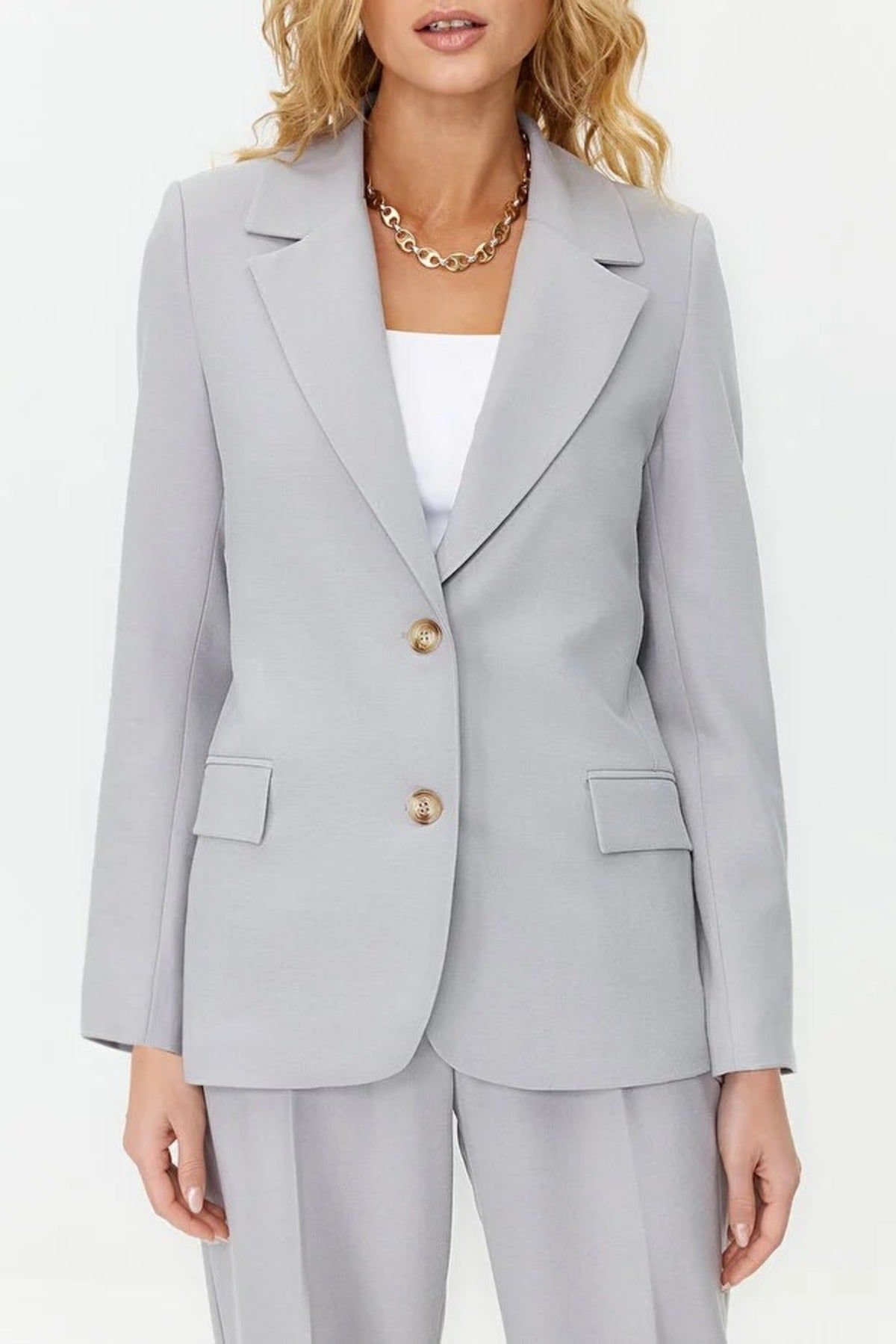 WOVCOR WOVCOR Women's Lined Woven Blazer Jacket in Grey - 2