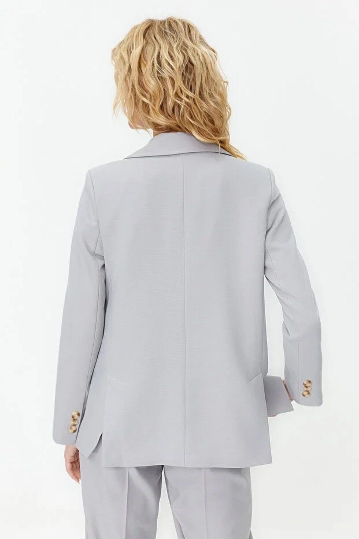 WOVCOR WOVCOR Women's Lined Woven Blazer Jacket in Grey - 3