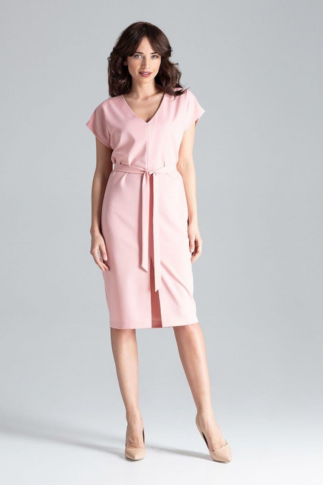 Love Lace Love Lace Women's Loose Kimono Sleeve Dress With Waist Tie in Pink