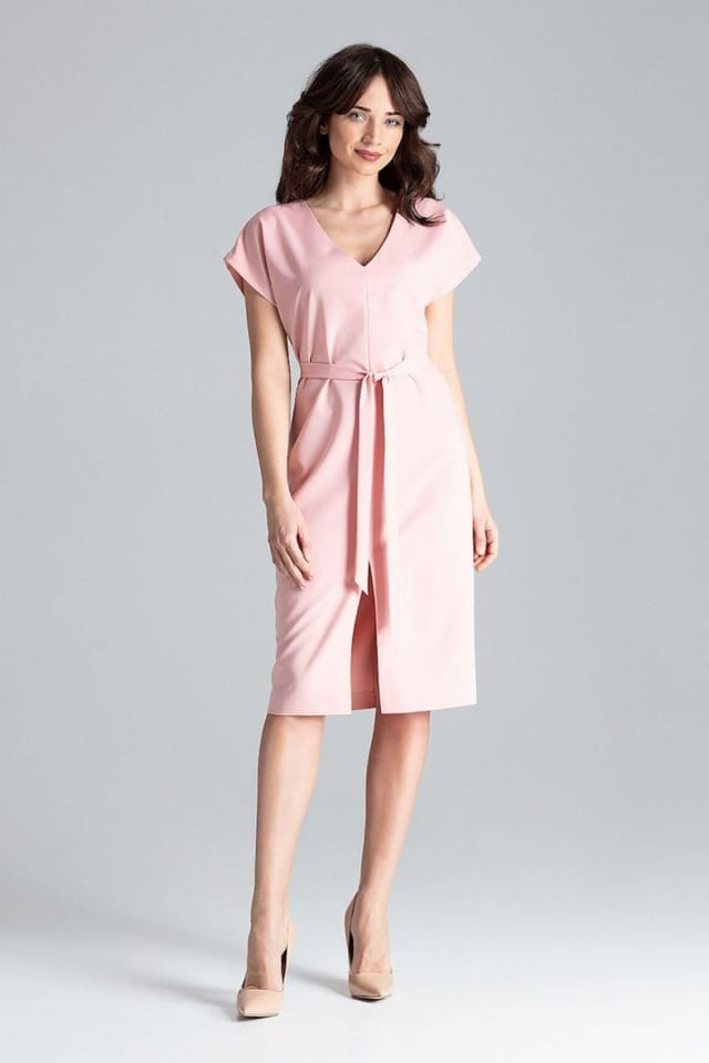 Love Lace Love Lace Women's Loose Kimono Sleeve Dress With Waist Tie in Pink - 2