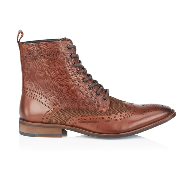 Amen Shoes Amen Shoes Men's Adare Leather Lace up Brogue Boots in Brown - 2