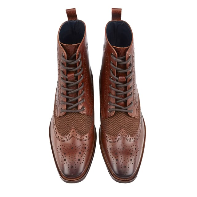 Amen Shoes Amen Shoes Men's Adare Leather Lace up Brogue Boots in Brown - 3