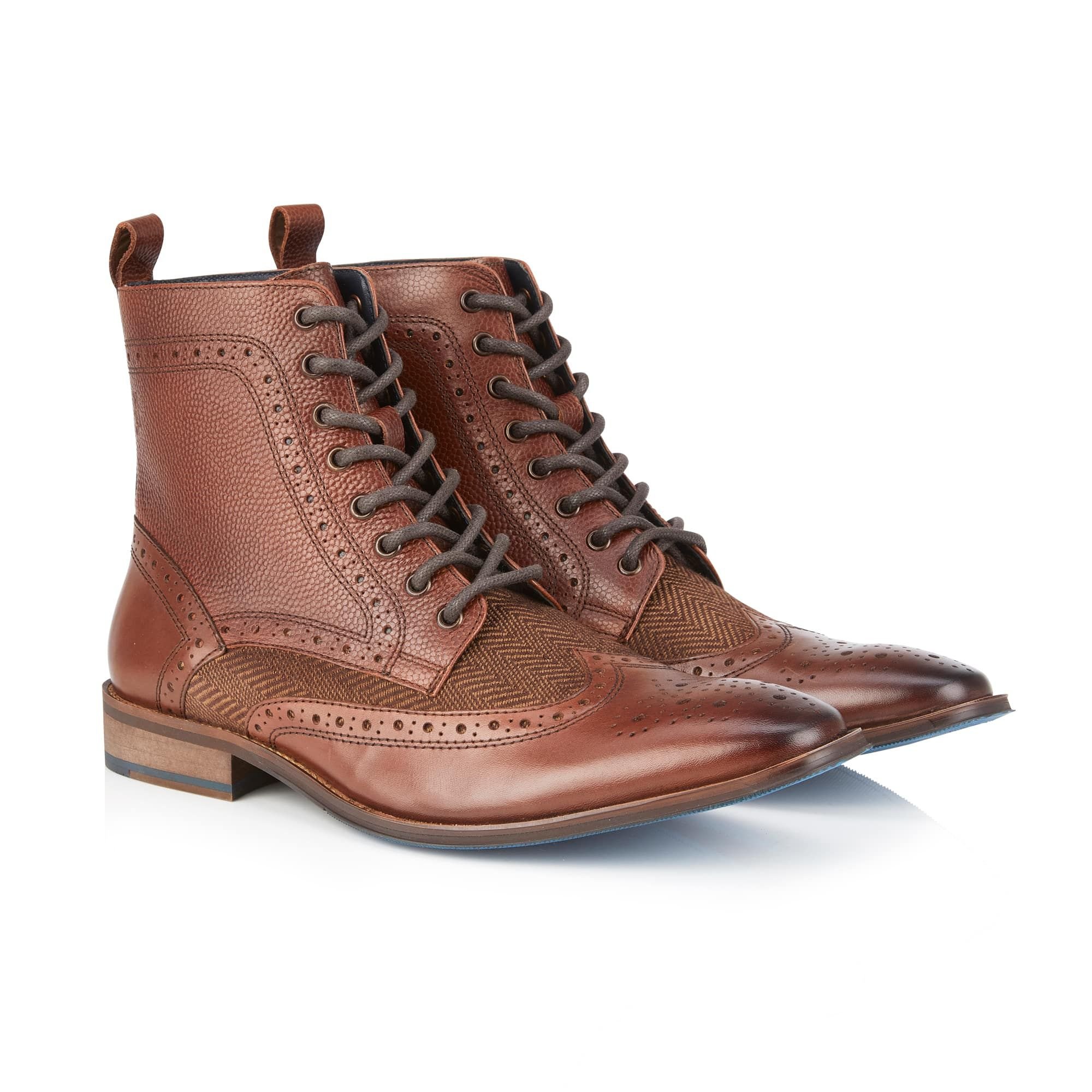 Amen Shoes Amen Shoes Men's Adare Leather Lace up Brogue Boots in Brown - 4