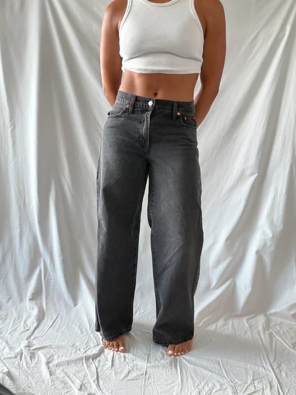 Levis Levi’s XL Straight Washed Black Baggy Wide Leg Jeans W26 L31