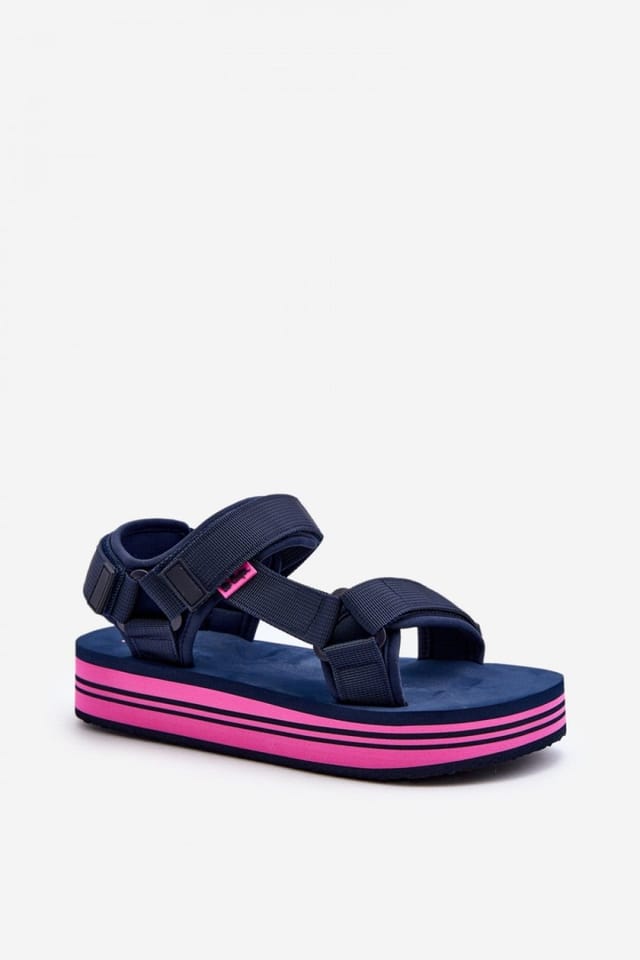 Love Lace Love Lace Women's Lee Cooper Textile Velcro Sandals with Foam Platform Summer in Blue - 2