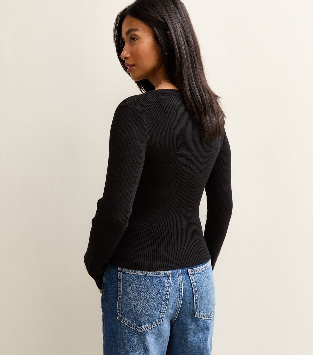 New Look Women's Petite Black Long Sleeve Henley Top New Look - 4