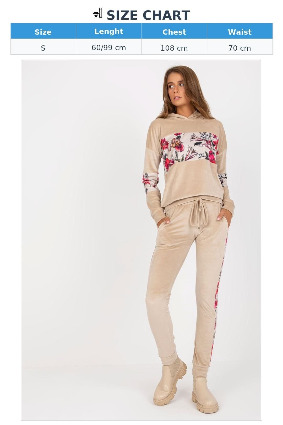 Love Lace Love Lace Women's Velour Floral Hoodie Sweatpant Set in Beige - 4