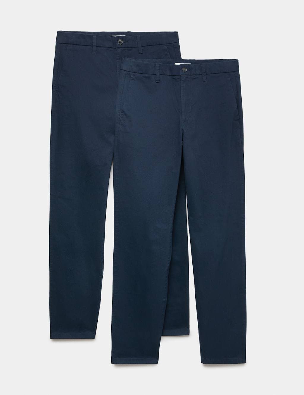 Marks & Spencer M&S 2 Pack Regular Fit Stretch Chinos Medium Navy