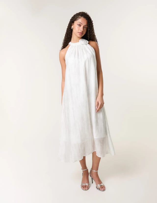 Blue Vanilla Luxe Rose Detail Halter Neck Dress - 2