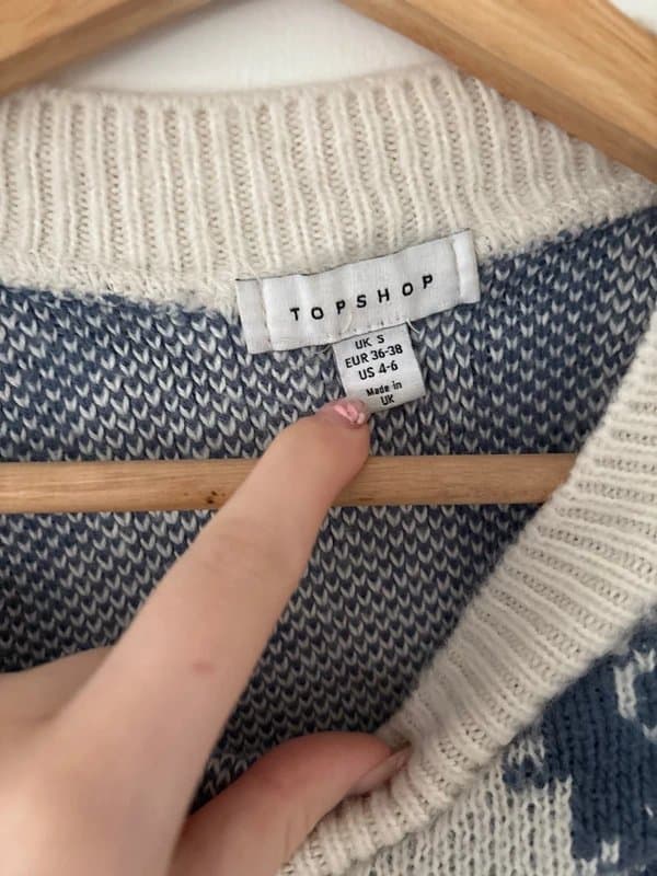 Topshop Topshop blue and white marble jumper size small