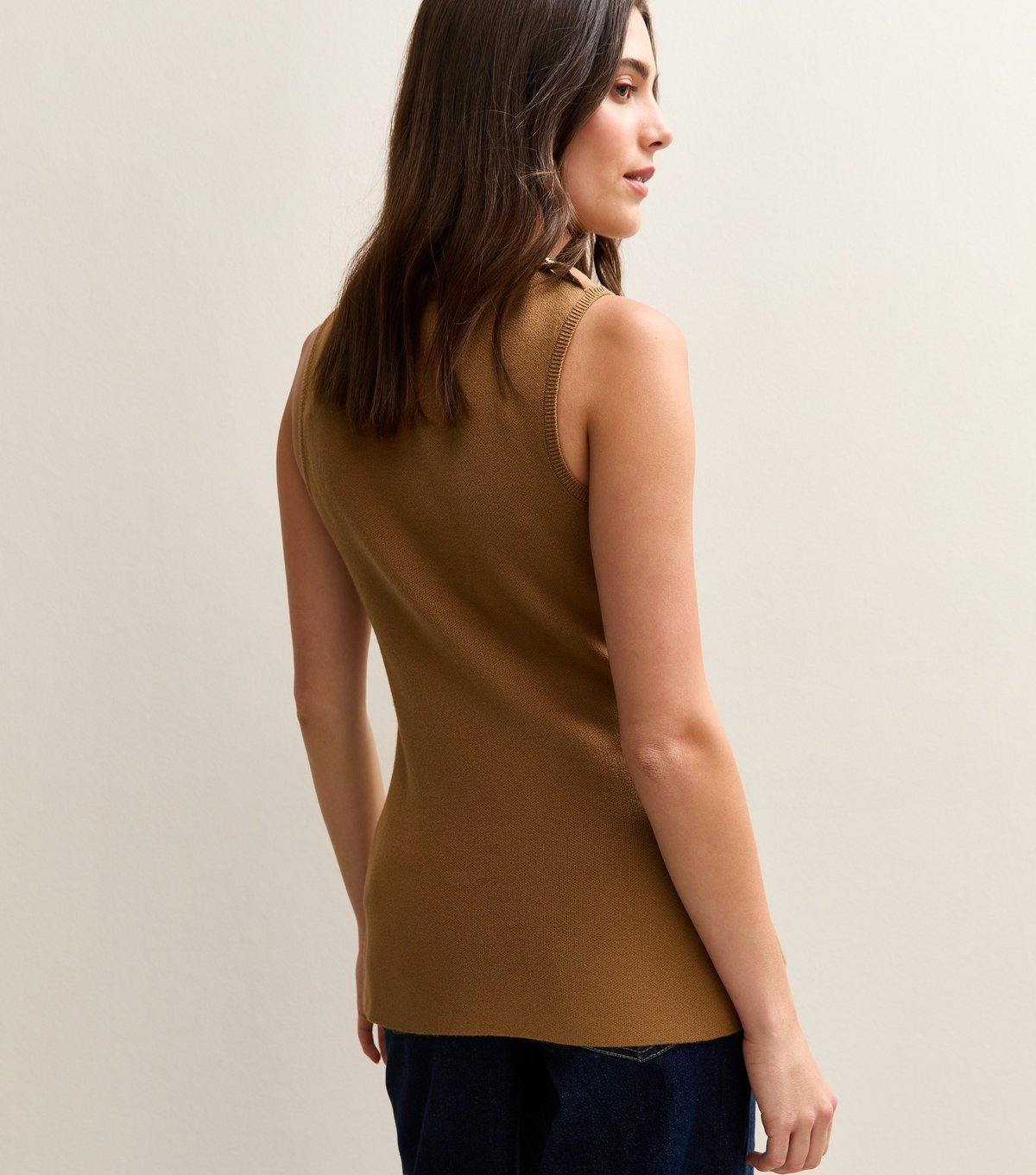 New Look Women's Camel Compact Knit Button Front Waistcoat New Look - 4