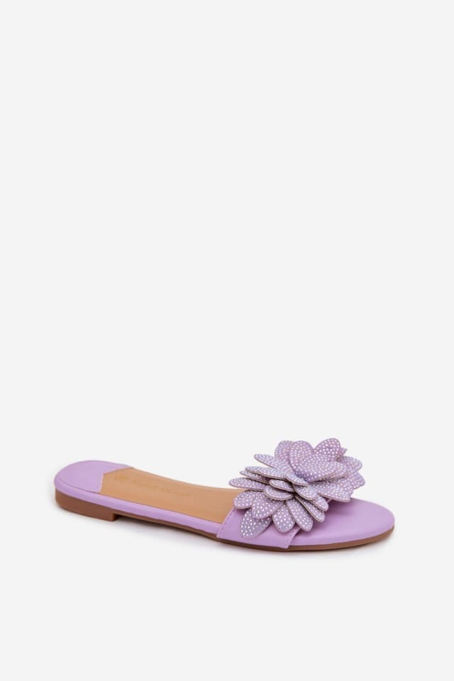 Love Lace Love Lace Women's Step in Flat Sole Sandals with Decorative Front Ornament in Violet - 2