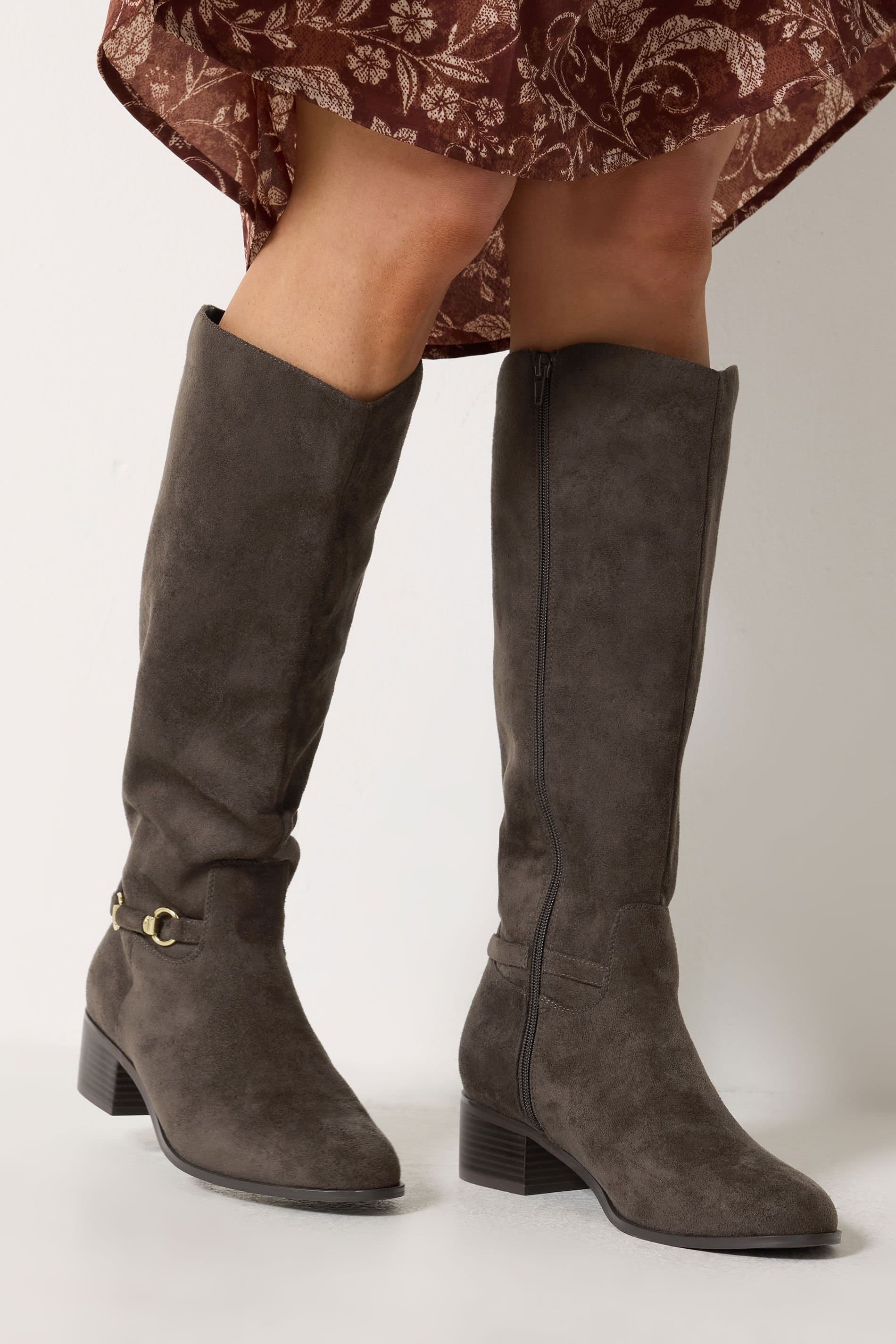 Long Tall Sally Long Tall Sally Women's Faux Leather Snaffle Knee High Riding Boot In Standard Fit in Brown
