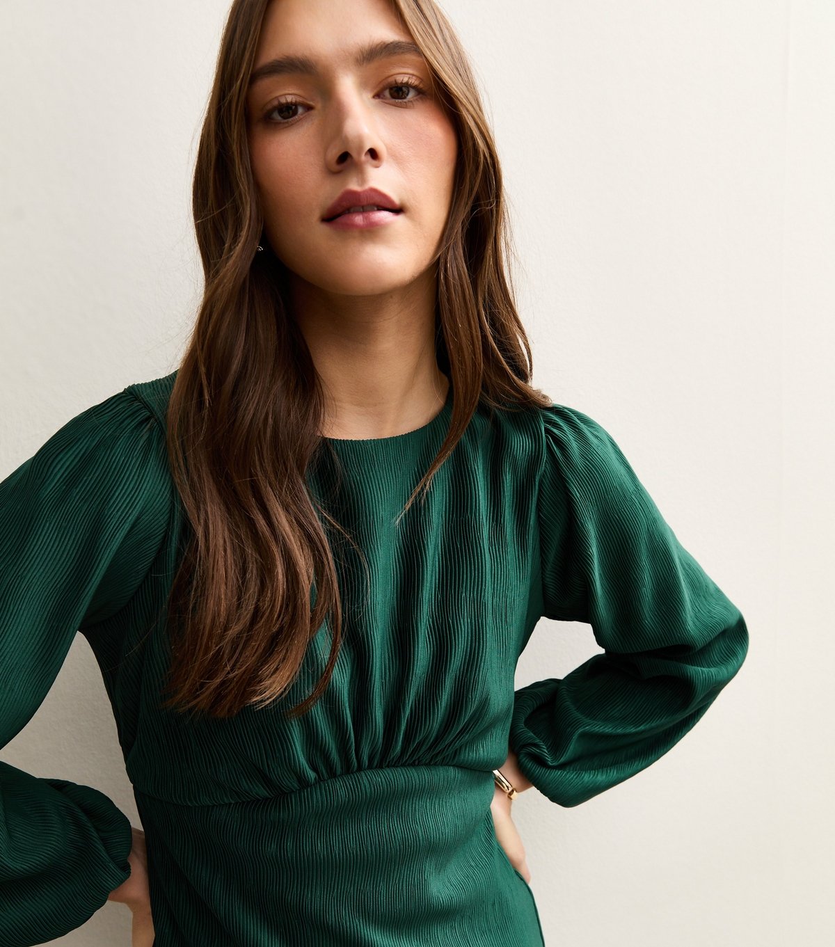 New Look Women's Dark Green Plisse Midi Dress New Look - 2