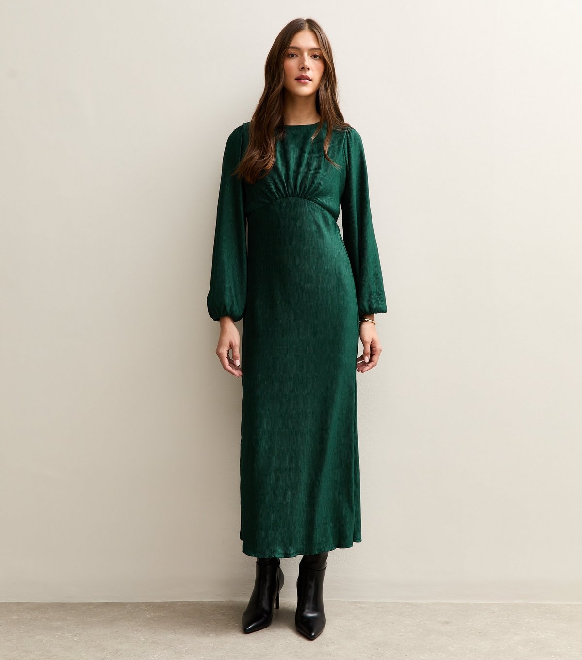 New Look Women's Dark Green Plisse Midi Dress New Look - 3