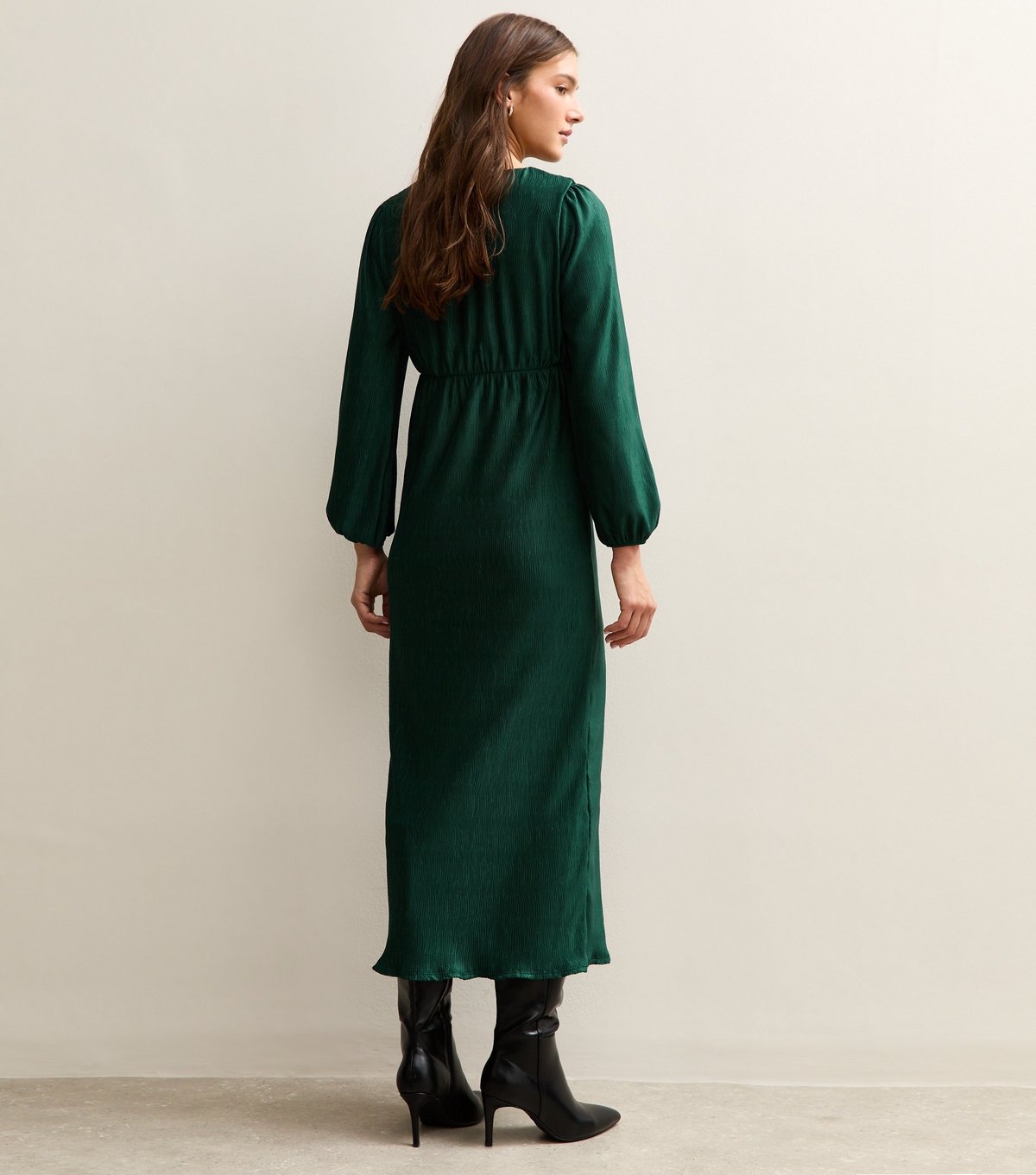 New Look Women's Dark Green Plisse Midi Dress New Look - 4
