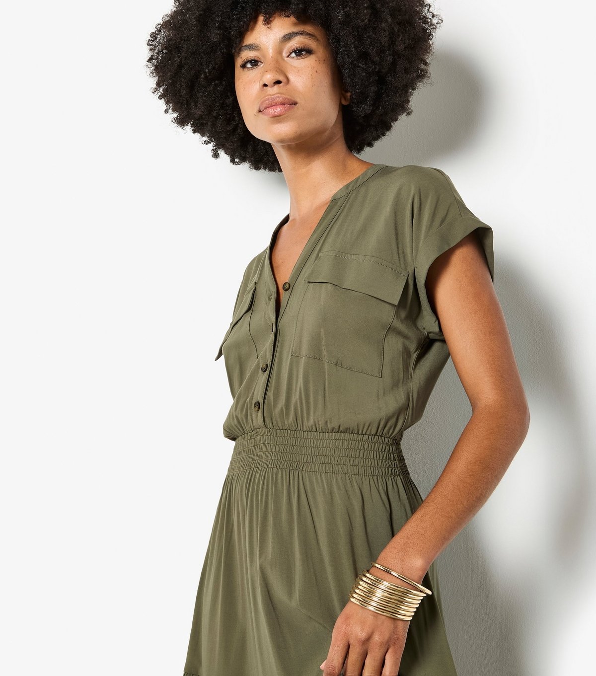 Apricot Women's Dark Khaki Tiered Midaxi Dress Apricot New Look - 4