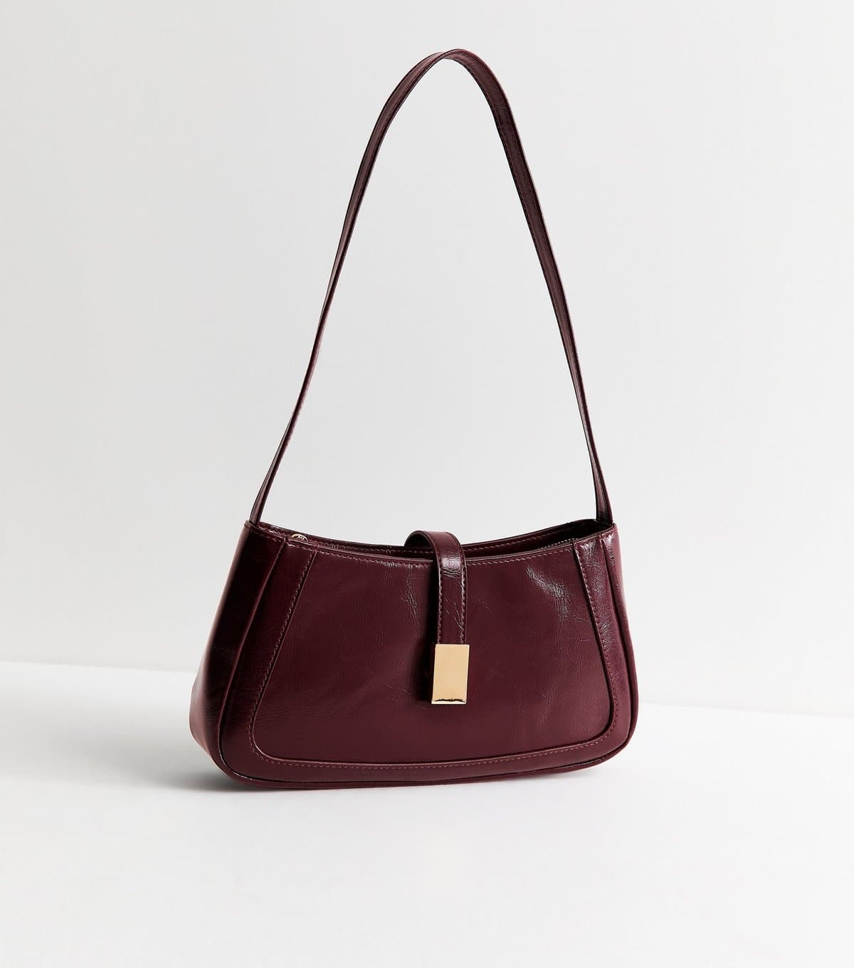 New Look New Look Vegan Dark Burgundy Faux Leather Clip Detail Shoulder