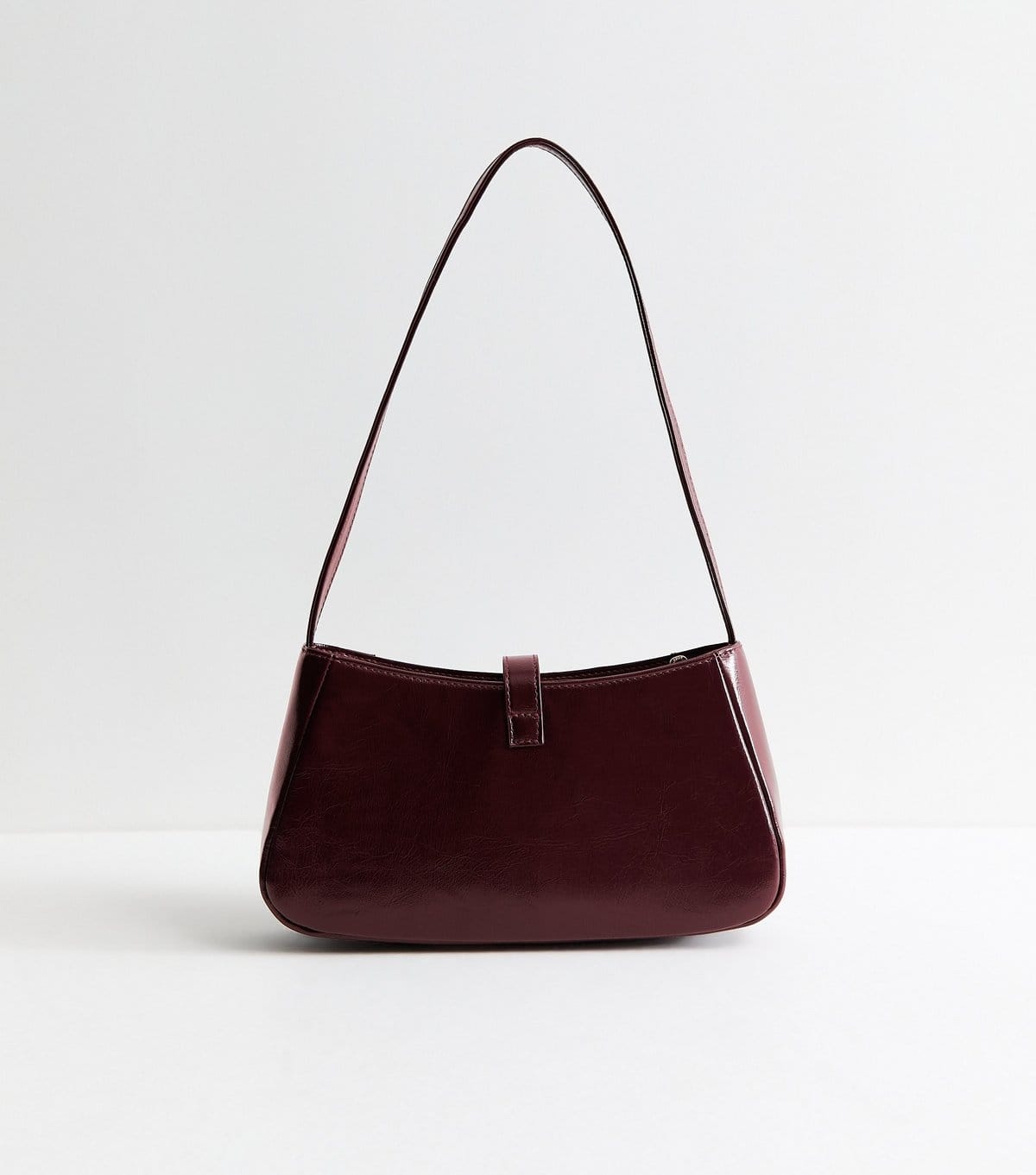 New Look Dark Burgundy Faux Leather Clip Detail Shoulder Bag Vegan New Look - 4
