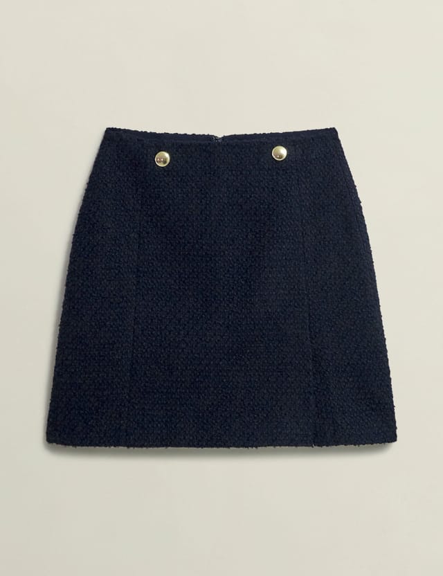 Hobbs London Hobbs London Women's Marie Button Detail Mini Skirt in Dark Navy - 2