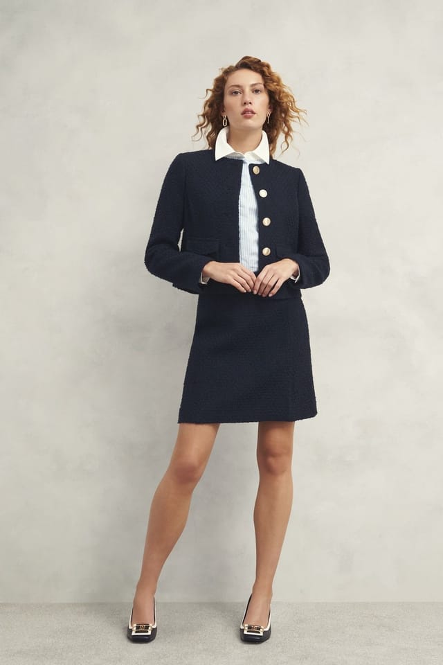 Hobbs London Hobbs London Women's Marie Button Detail Mini Skirt in Dark Navy - 3