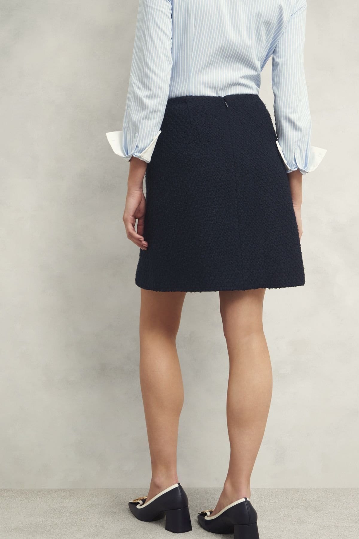 Hobbs London Hobbs London Women's Marie Button Detail Mini Skirt in Dark Navy - 4