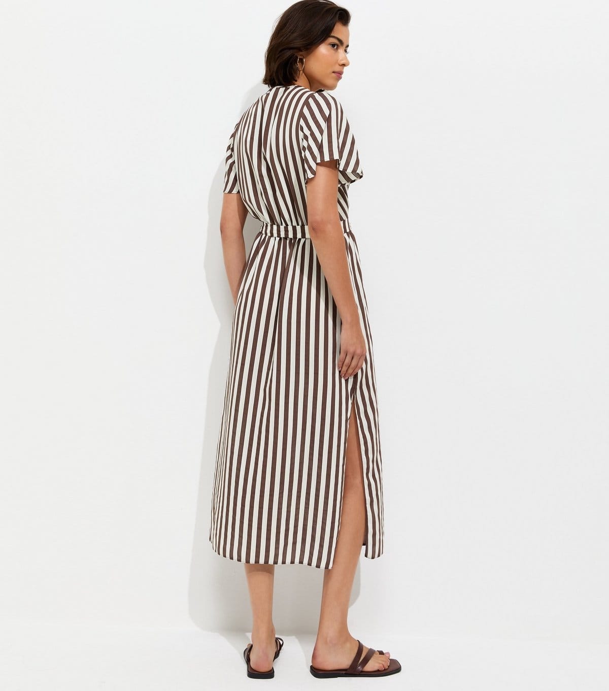 New Look Women's Brown Striped Wrap Midi Dress New Look - 4