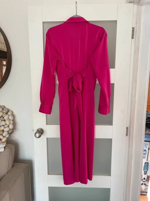 New Look New Look Pink Satin belted dress