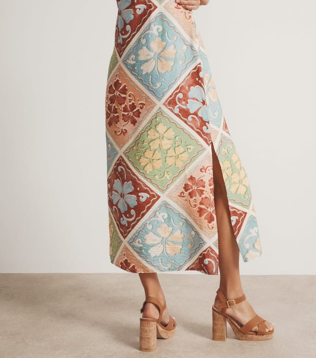 New Look Women's Multicoloured Flutter Sleeve Slit Hem Midi Slip Dress New Look - 3
