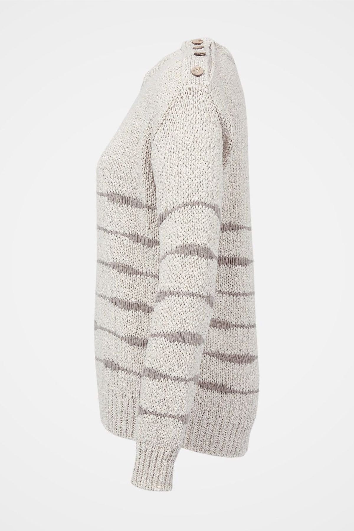 Celtic & Co Celtic & Co Women's Drop Stitch Breton Sweater in Off-White - 4