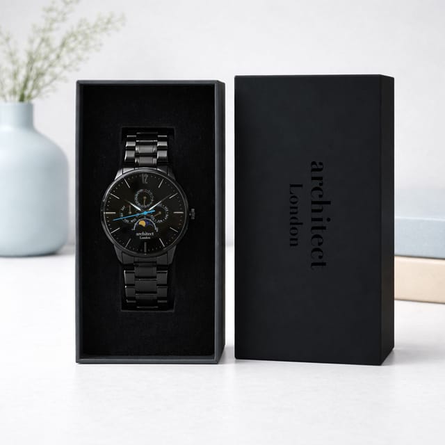 Wear We Met Wear We Met Men's Personalised Architect London Apollo Watch - Engraved in Black - 3