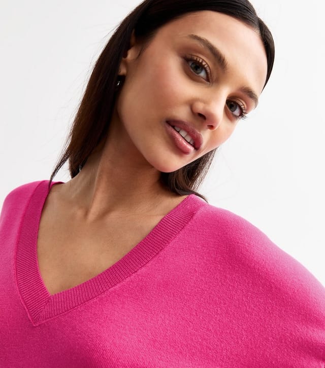 Sunshine Soul Women's Pink V-Neck Jumper Sunshine Soul New Look - 2