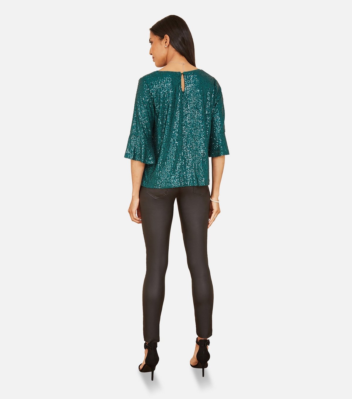 Yumi Women's Green Sequin Top Yumi New Look - 3