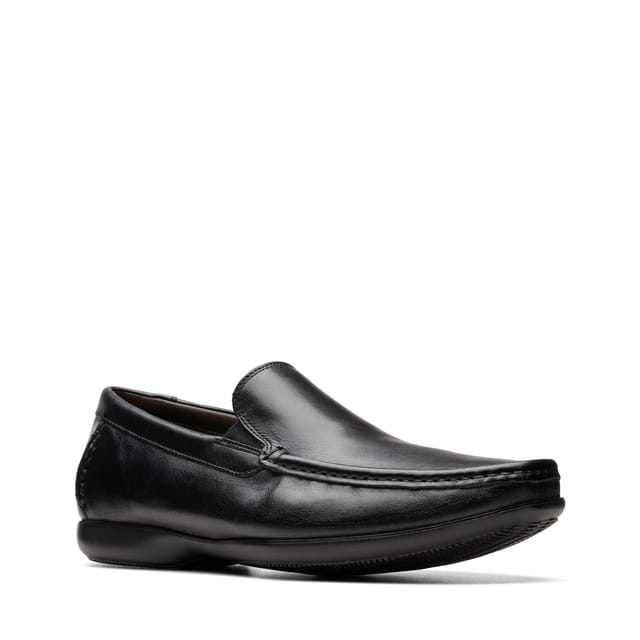 Clarks Clarks Men's Finer Sun Black Leather Loafers, Slip Ons - 2