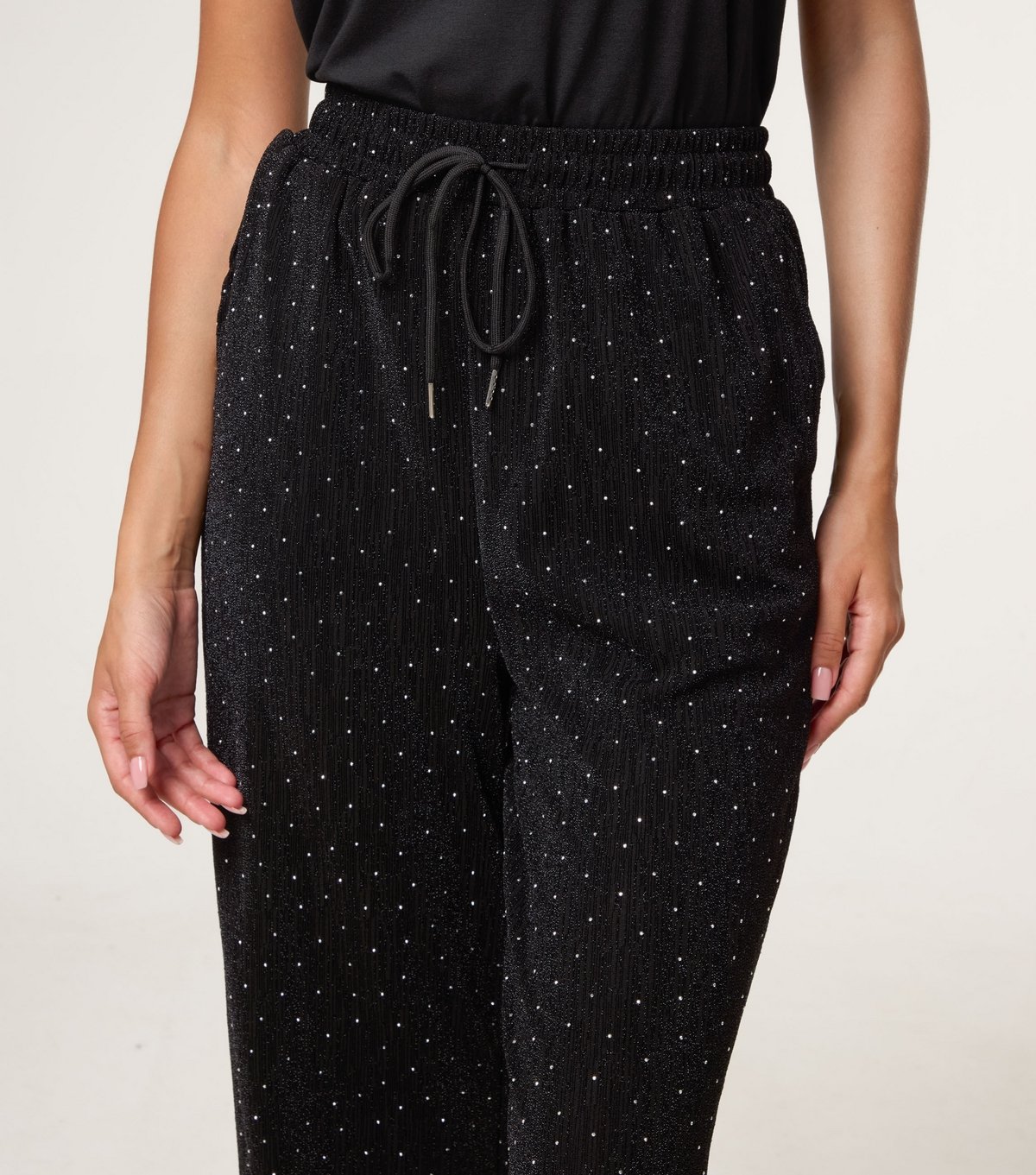 Blue Vanilla Women's Black Diamante Embellished Trousers Blue Vanilla New Look - 4