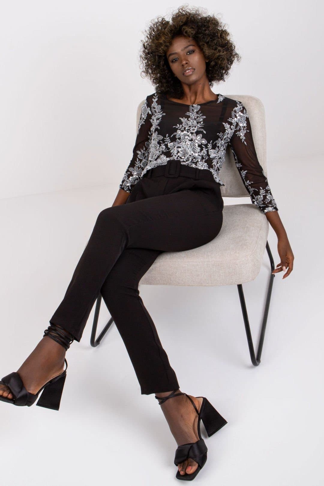 Love Lace Love Lace Women's High Waisted Zip Button Pants with Pockets Belt in Black