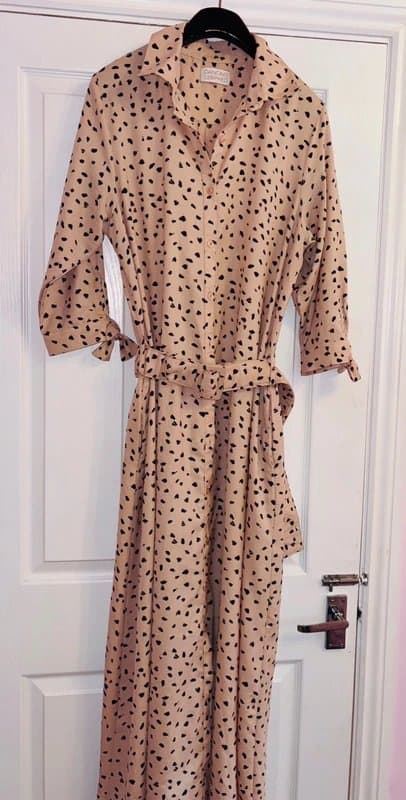Dancing Leopard Dancing leopard 12-14 plunge maxi shirt dress pockets wedding party holiday same day post