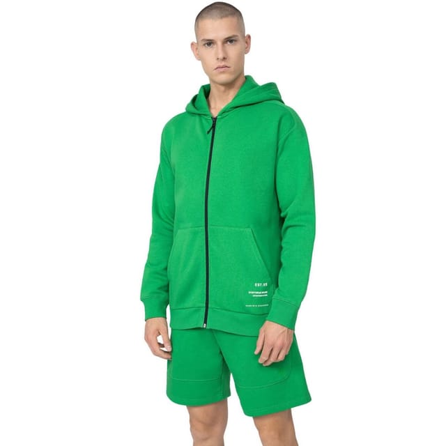 4F 4F Men's SS23TSWSM236 Full Zip Hoodie in Green - 3
